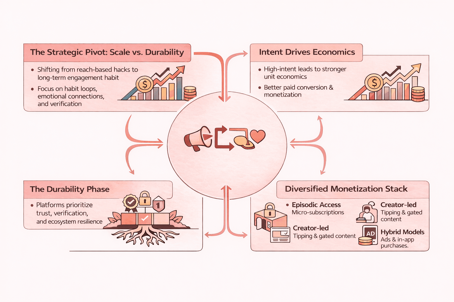 Infographic showing how Digital Media Consulting Firms in India shift from attention to intent through strategy, economics, durability and monetization.