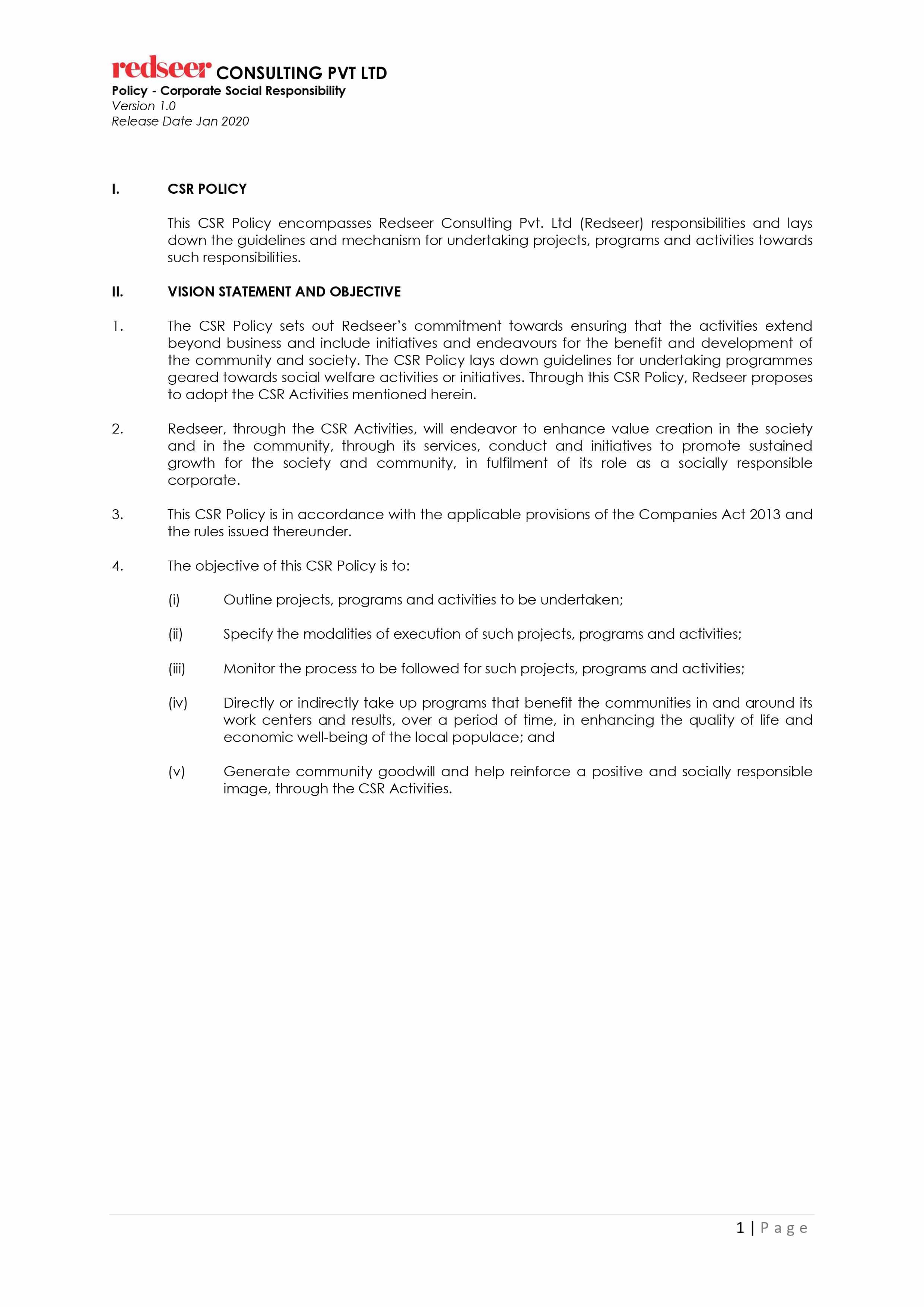 CSR Policy FY22 Page 1